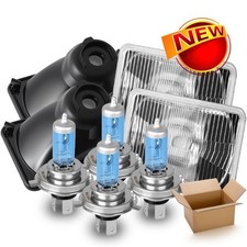 4pcs 4x6 Halogen Headlights Halo Ring Drl For Toyota Land Cruiser 1988 1989 1990