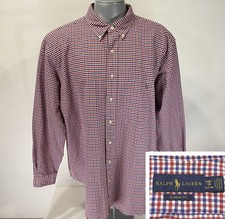 POLO RALPH LAUREN Long Sleeve 2XB Big Oxford Shirt Red Blue Gingham Button Down