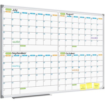 JILoffice Magnetic Dry Erase Calendar Whiteboard, 4 Month White Board Planner...