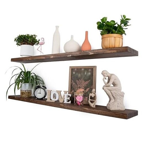 Floating Shelves 48 inch Long, Distressed,Wide Rustic Wooden Wall Shelves for