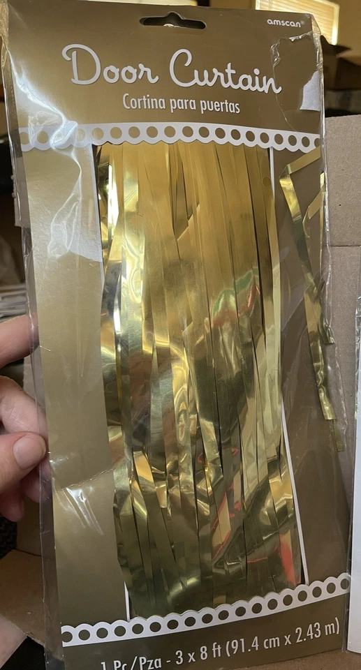 Happy Birthday Party Decorations Gold Door Curtain & Foil Balloons New in Pkg - Image 2 of 4