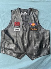 Vgt SHAF Men's Leather Biker Vest With Patches Motorcycle Rider Size 52