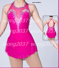 Ice skating dress Competition Figure Skating Twirling Costume pink