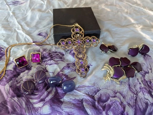 Vintage Purple Costume Jewelry Lot Domestic Violence