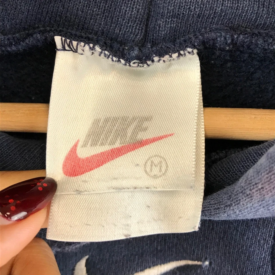 Sudadera con Capucha Nike Center Swoosh Vintage Años 90 Azul Marino Mini Cuadros Bordada M Foto 4 de 4