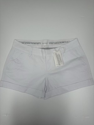 Dear John Denim Women s 32 White Stretch Hampton Mid Rise 4'' Inseam Shorts NWT
