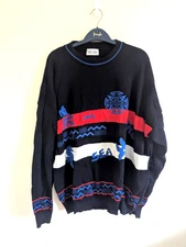 Vintage Hom Knit Jumper 100% Cotton 90s Retro Sweater Mens XXL Nautical  Italian