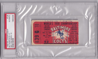 1959 NFL Championship Ticket Stub BALT 31 NYG 16 PSA Auth See Pic (Red)