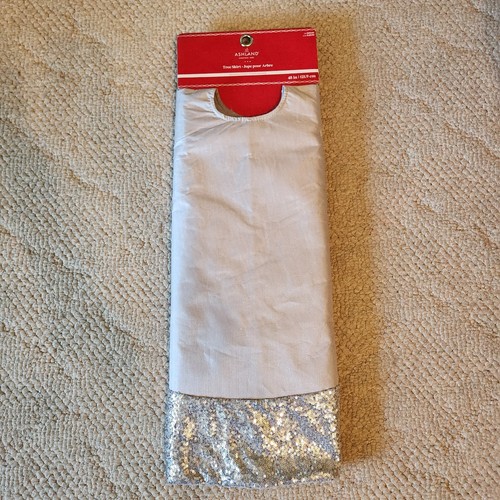 Ashland Christmas Tree Skirt Silver with Silver Sequins 48" Christmas Decor