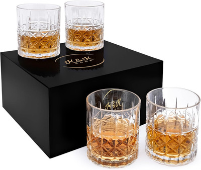Whisky Gläser 4er Set - 12 Oz Diamond Bourbon Glas, Old Fashioned Liquor Vodka
