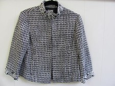 Chico's Pearl Jaqueline 3/4 Jacket-Tweed White/Black Sequins-Size Med-NWT 149