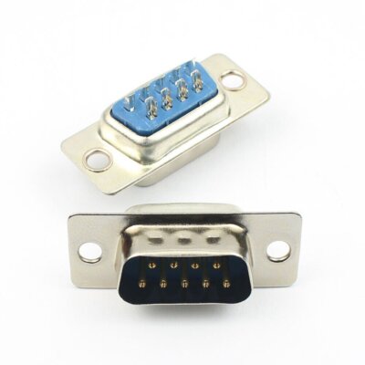 5Pcs D-SUB 9 Pin Male   Type   Straight Connector Adapter 9P DB9M #W9