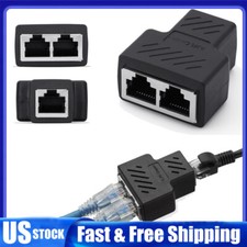 RJ45 Splitter Adapter 1 to 2 Ways Dual Female Port CAT5/6/7 LAN Ethernet Cable