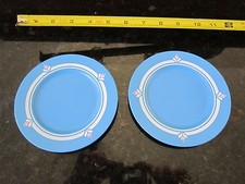 Fisher Price Fun Food 2 Blue plates dish bread butter salad pink flower dessert
