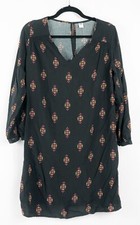 Old Navy Womens Medium Dress Geo Boho Design Shift Black Medallion long sleeve