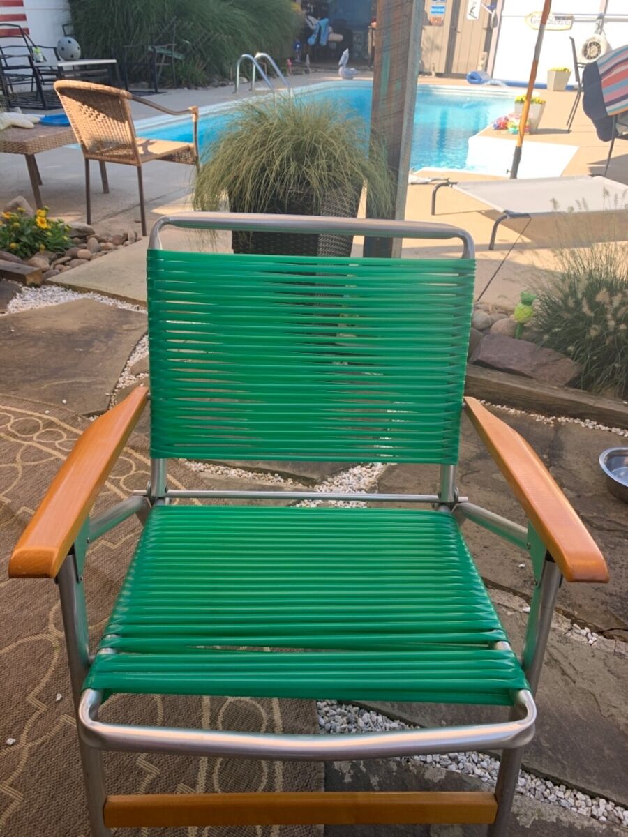 Telescope Folding Furniture Co. Aluminum Vinyl Cord Arm Lawn Telescope Folding Furniture Co. Aluminum Vinyl Cord Arm Lawn