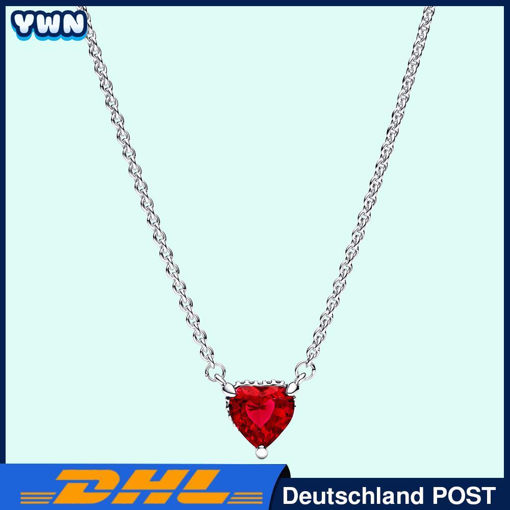 Rote Kristall Halskette Silber 45cm Leidenschaft edel Liebessymbol