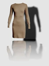 $350 Neiman Marcus Women's Brown Cashmere Long Sleeve Sweater Dress Size XL