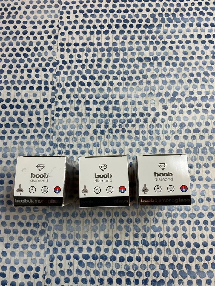 批量 3 件 Joovy Boob 钻石玻璃奶瓶 5 盎司/150 毫升 0 米+ 单孔乳头 — 第 3/3 张图片