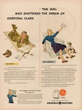 1944 Home Appliances General Electric 1940s Vintage Print Ad Soldier Girl Wife