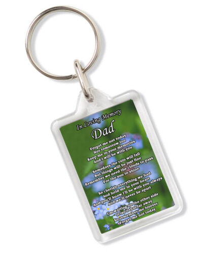 Memory Of Dad Forget Me Not Poem Keyring Memorial Remembrance Gift AK514 - Picture 1 of 1