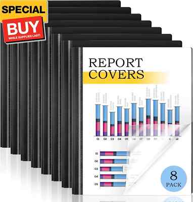 8 Pack Report Covers,  Report Covers with 3-Prong Fasteners, Presentation Folder