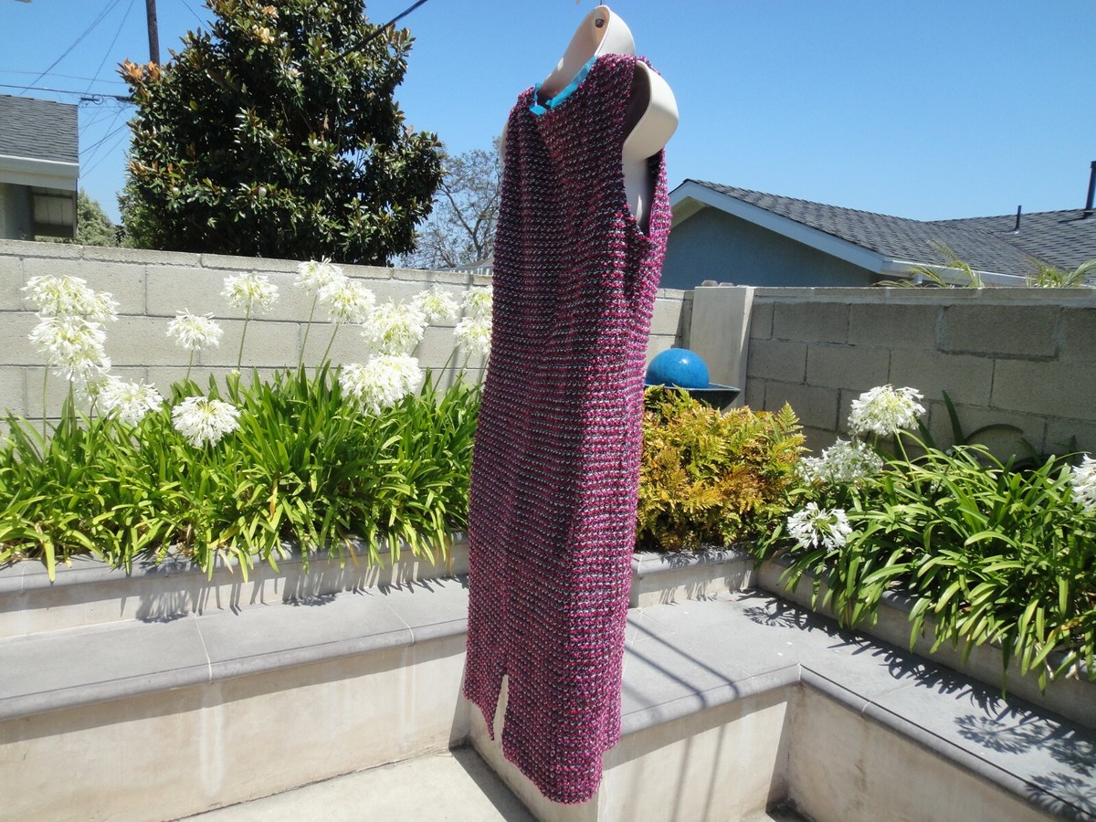 【新品未使用】San Rocco Tweed Knit Dress pink S Sleeveless Button Front Tweed Shift Dress | New York & Company