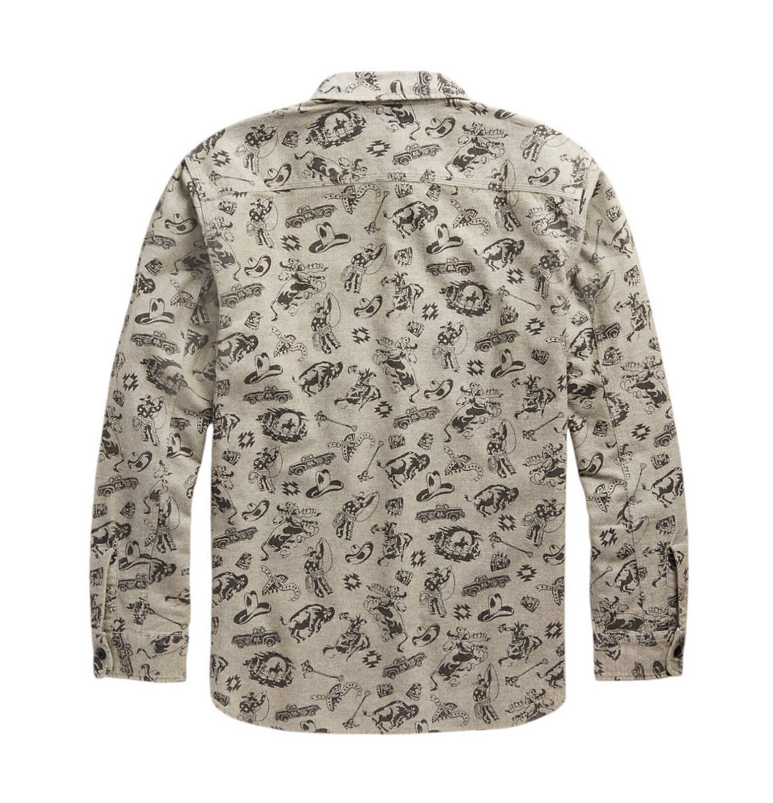Ralph Lauren RRL Grey Brushed Cotton Western Print Chamois