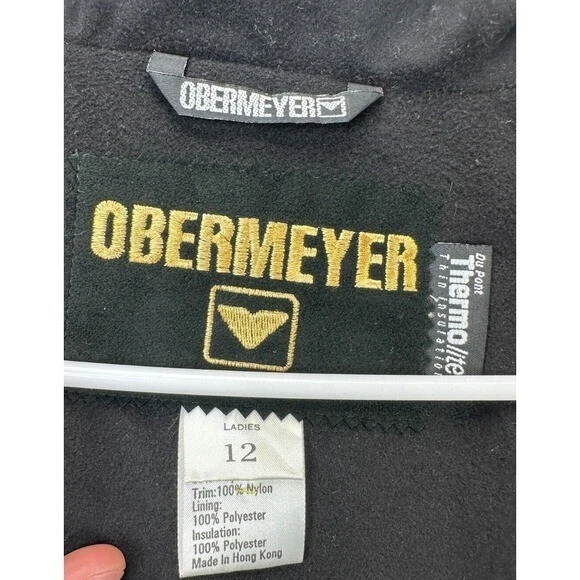 Chaleco Obermeyer Mujer 12 Thermolite Rojo Geométrico Nylon Aislado Esquí Cremallera Completa Foto 4 de 4