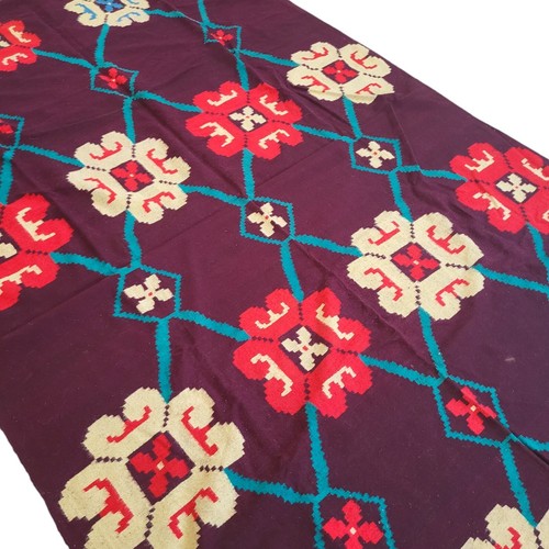 Vibrant Moroccan Handmade Wool Rug Red Yellow Flower Fringe Tribal Berber Carpet - Picture 20 of 24