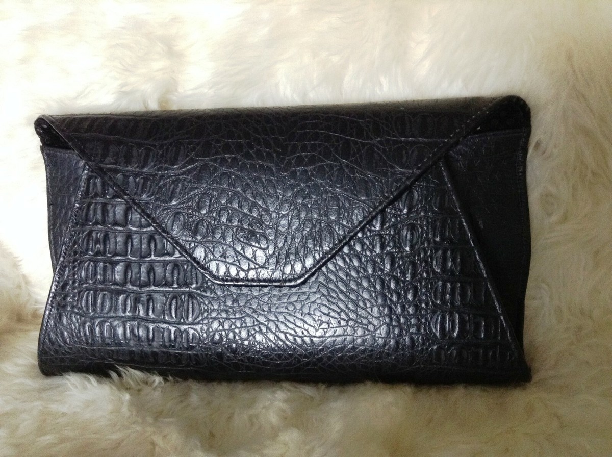 Mサイズ Zara International Turkey Genuine Croc Embossed Leather Envelope