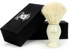 Haryali Shaving Brush White Badger Bristles Wet Beard Barber Salon Brass Handle