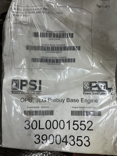 39004107 GM PSI 3.0L LPG Engine & Pump Sub Assembly JLG 1001216224 Tier 3, NOS - Picture 6 of 8