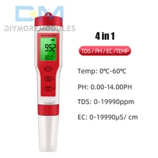 4 in 1 LCD Digital PH/TDS/EC/Temperature Water Quality Meter Tester Tool Backlit