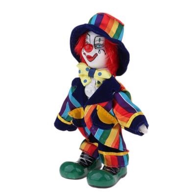 Interessante Harlekin Clown Puppe mit Porzellankopf Hände und Füße 7 Zoll