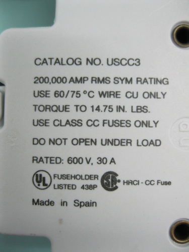 Lot of (4) Gould Ultrasafe USCC3 Class CC 3 Pole Fuse Holder F3 - 第 3/4 張圖片