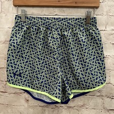 Under Armour Heat Gear Loose Fit Running Shorts Blue Green Girls Youth Size L