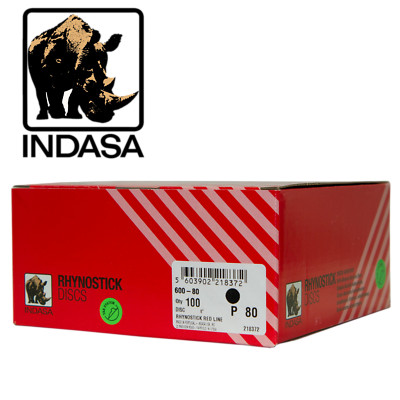 INDASA 80 Grit 6'' Sticky Back DA Sandpaper Rhynostick 600-80 (100 Sheets/Box)