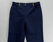 St John Gold Button Jean Style Chino Pants. Navy Blue, Women's 10 Read. EUC 