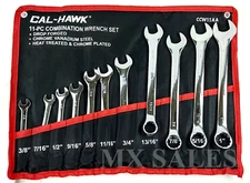 11 pc SAE Combination Wrench Set 3/8" to 1" W/ POUCH CALHAWK