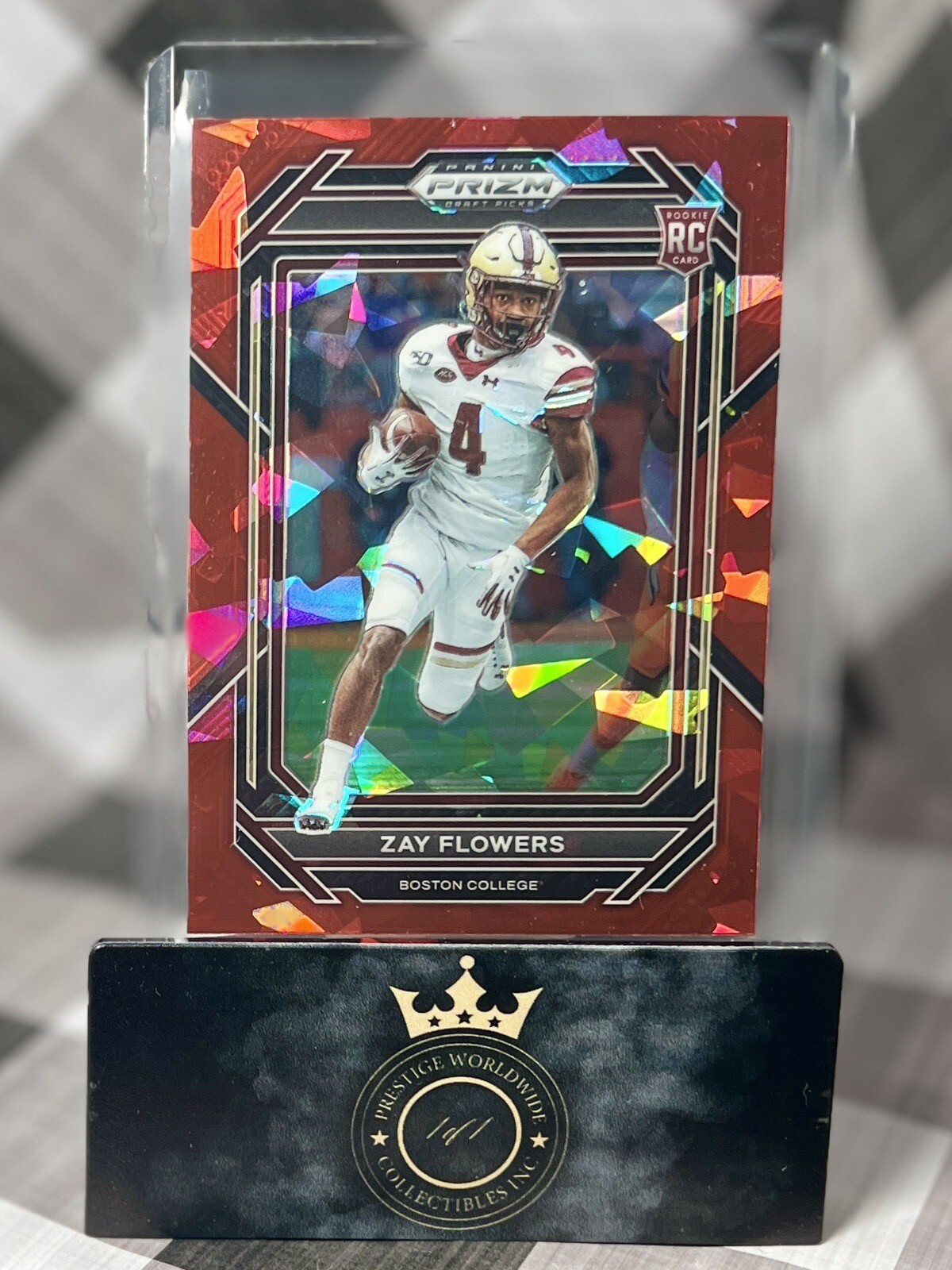 Zay Flowers 2023 Prizm Draft Picks Red Cracked Ice #143 Ravens & BC