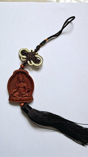 Chinese Statue Wood Carved Car Pendant Buddha Amulet Sculpture Wooden - Picture 2 of 2