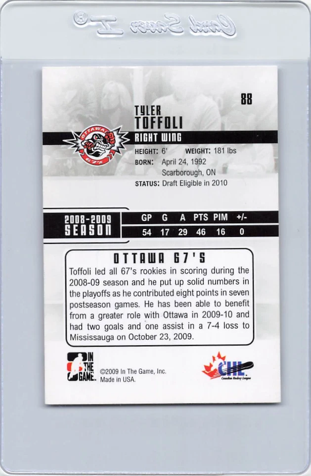 2009/10 In The Game #88 Tyler Toffoli Ottawa Signed Auto *J8122 - Image 2 of 2