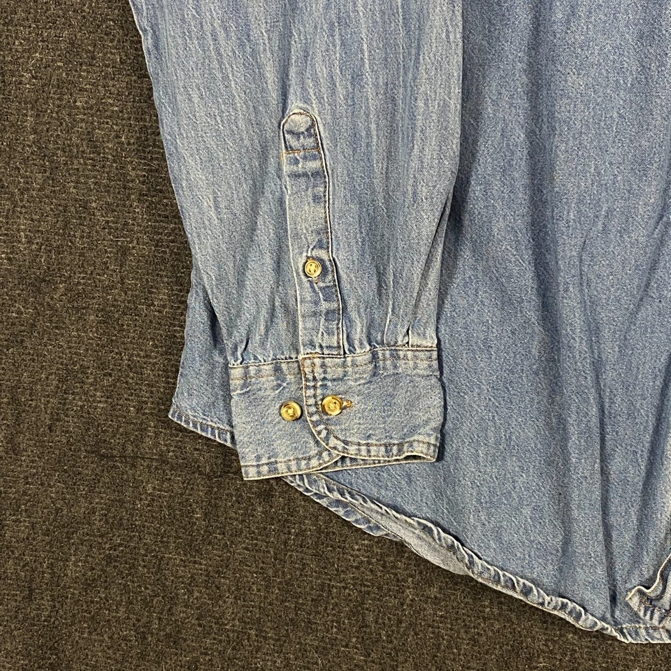 Jonathan Corey Mens XL Long Sleeve Button Down Denim Shirt Blue Pocket Logo Vtg - Image 3 of 4