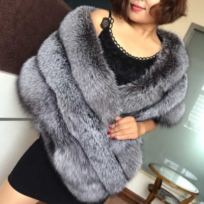 Frauen voller Pelz echten Fuchs Pelzmantel Cape Jacke Poncho dicken warmen Schal