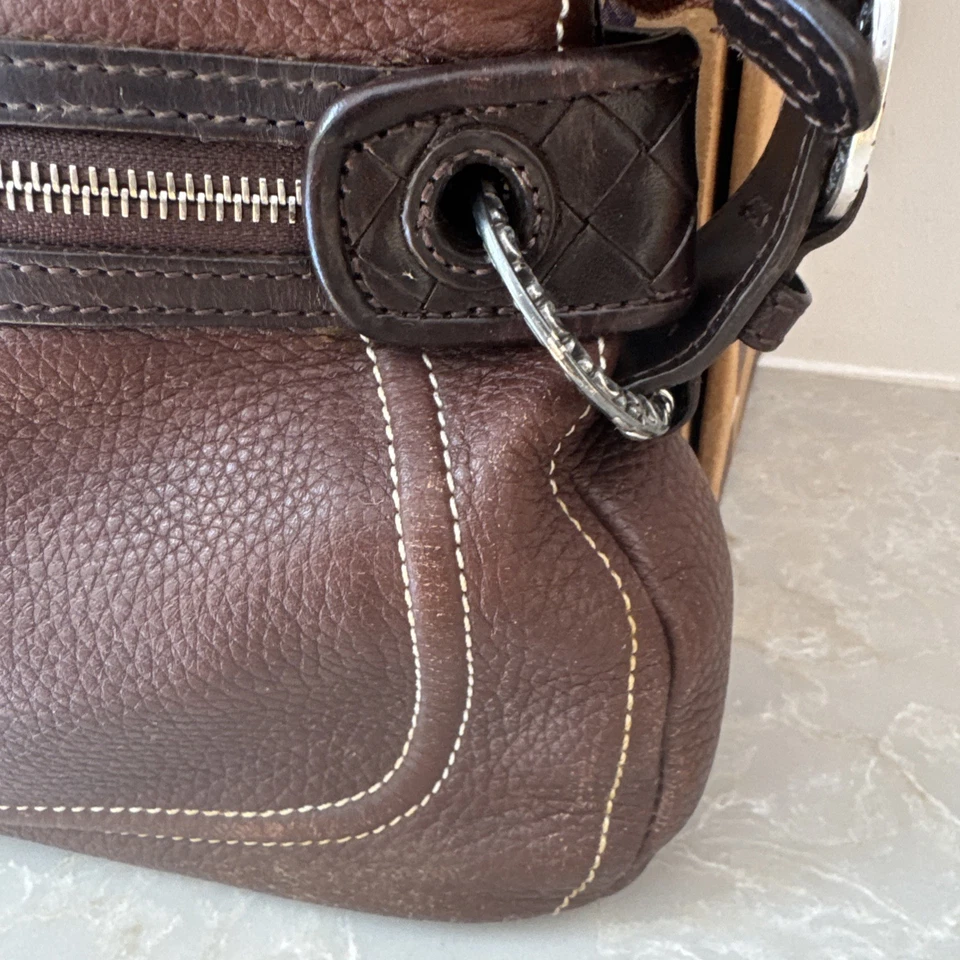 Bolso de Hombro Brighton Hayden Rústico Cuero Marrón Correa Tejida con Caja Bolsa para el Polvo Foto 4 de 4