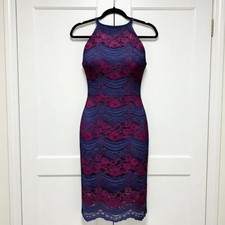 New Look Size 10 Two Tone Lace Midi Dress Halter Neck Fitted New With Tags