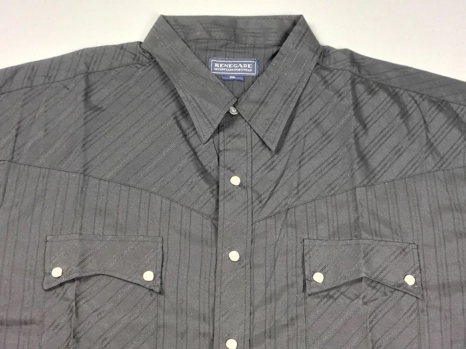 Рубашка мужская Renegade XXL вестерн жемчуг застежка короткий рукав на пуговицах музыкант  - Изображение 3 из 4