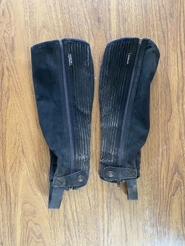 Used Dublin Black Horse Back Riding Half Chaps, Child Medium
