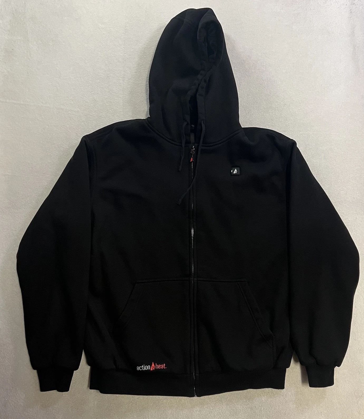 ActionHeat Heated Zip Hoodie Fleece Lined Outdoor Utility Jacket Men’s XL Black